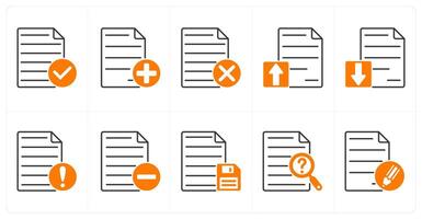 A set of 10 files icons as accept file, new file, delete file vector