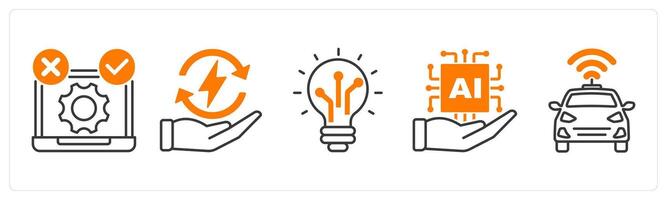 A set of 5 Technology icons as tdd, energy efficiency, advanced technology vector
