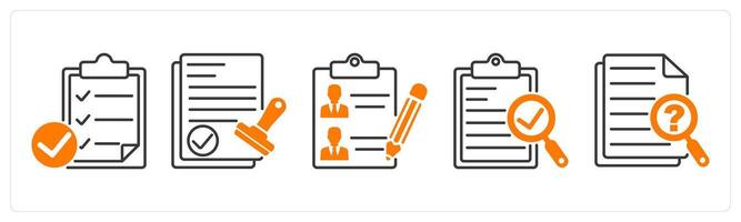 A set of 5 Survey and Rating icons as verified assessment, verified approval, participants list vector