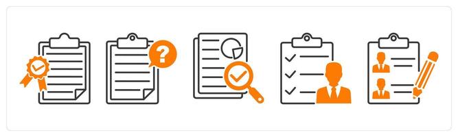 A set of 5 Survey and Rating icons as quality certificate, questionnaire, audit vector