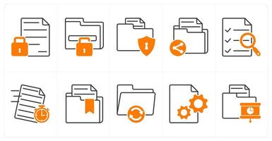A set of 10 files icons as lock file, unlock folder, file security vector
