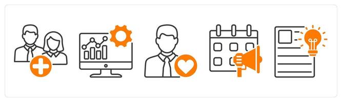 A set of 5 Influencer icons as follower, data driven, trendy influencer vector