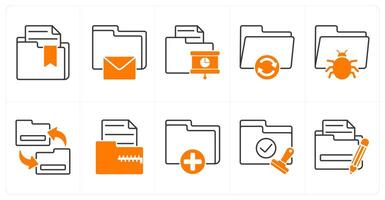 A set of 10 files icons as important folder, email folder, presentation folder vector