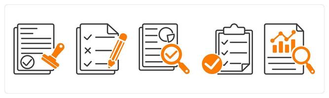 A set of 5 Survey and Rating icons as verified approval, to do list, audit vector