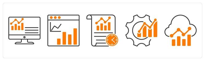 A set of 5 Diagram icons as dashboard, web statistics, scheduler report vector