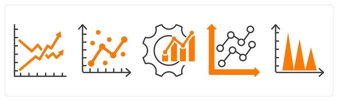 A set of 5 Diagram icons as volatility, statistical model, optimization vector