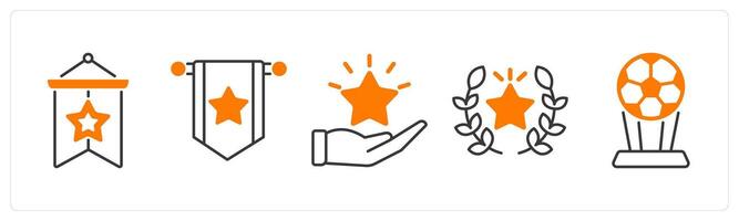 A set of 5 Award icons as flag, reward, award vector