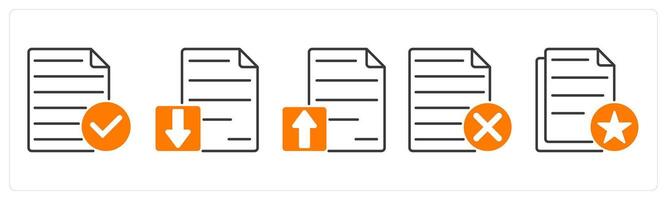 A set of 5 Files icons as accept file, download file, upload file vector