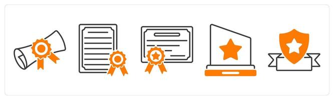 A set of 5 Award icons as degree, certificate, trophy vector