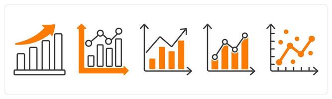 A set of 5 Diagram icons as bar graph, statistics, analysi vector