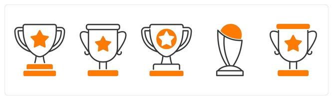A set of 5 Award icons as trophy, award, achievement vector
