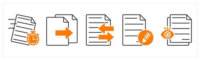 A set of 5 Files icons as fast document, copy file, file transfer vector