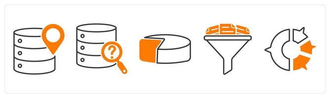 A set of 5 Diagram icons as data tracking, missing data, pie chart vector