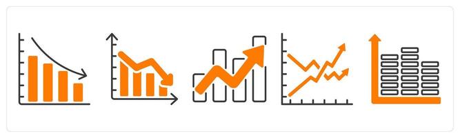 A set of 5 Diagram icons as loss, growth statistics vector