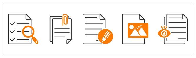 A set of 5 Files icons as audit file, attach file, edit file vector
