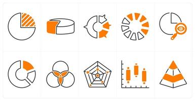 A set of 10 diagram icons as pie chart, analysis, statistics vector