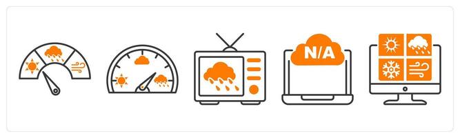 A set of 5 Weather icons as barometer, weather news, not available vector