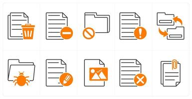 A set of 10 files icons as trash file, remove file, folder error vector