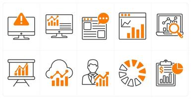 A set of 10 diagram icons as system alert, dashboard, forum vector