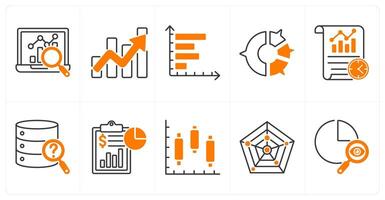 A set of 10 diagram icons as data analysis, growth statistics, horizontal chart vector