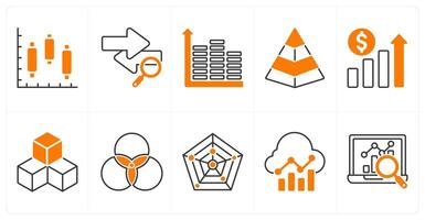 A set of 10 diagram icons as intervals, traffic analysis, equalizer vector