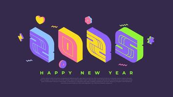 Ring in the New Year 2025 with a lively banner showcasing vibrant 3D numbers, adding a distinctive and festive touch to your celebrations. vector