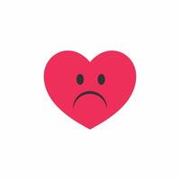 a heart emoticon in sad expression vector