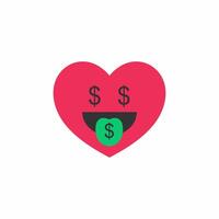 a heart emoji with dollar sign expression vector
