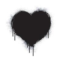 Spray Paint Graffiti Sprayed heart sign isolated on white background. graffiti fall in love symbol with overspray in black on white. vector