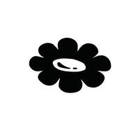 Flower icon. Black contour silhouette. flat linear graphic hand drawn illustration. The isolated object on a white background. Isolate vector