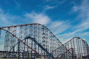 Vibrant Roller Coaster Against a Bright Sky in Blackpool, UK photo