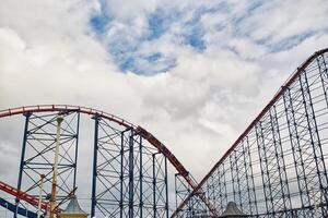Exciting Roller Coaster Against Cloudy Sky in Blackpool, UK photo