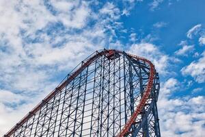 Thrilling Roller Coaster Under Blue Sky in Blackpool, UK photo