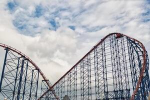 Exciting Roller Coaster Against Cloudy Sky in Blackpool, UK photo
