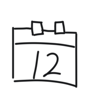 A black and white drawing of a calendar png