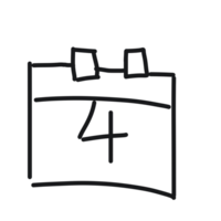 A black and white drawing of a calendar png
