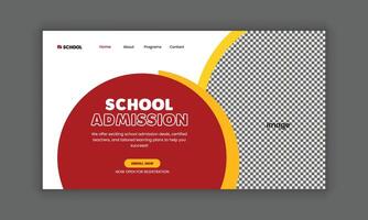 Colorful Preschool Enrollment Hero Section for Website, Interactive Learning Homepage, vector