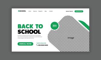Web banner design, friendly education website landing page vector