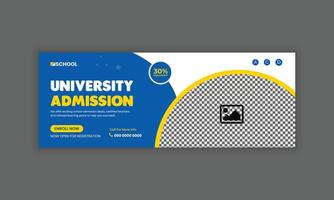 Higher education horizontal banner web template and social media cover template vector