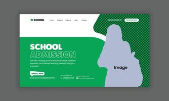 Charming primary school admission web banner design, user friendly education website landing page vector