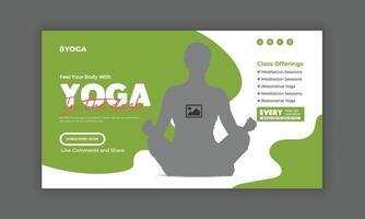 Yoga class Lessons for Beginner channel thumbnail design vector