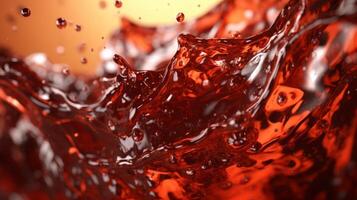 Cola with ice cubes up on black background. Neural network photo