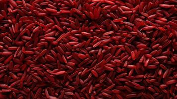 Red rice background image with many rice pieces in same color. Neural network photo