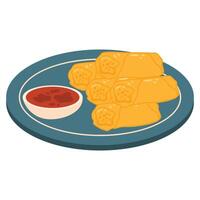 Lumpiang Shanghai Rolls with Ketchup vector