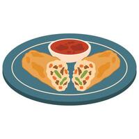 lumpiang shanghai or fried filipino spring roll vector