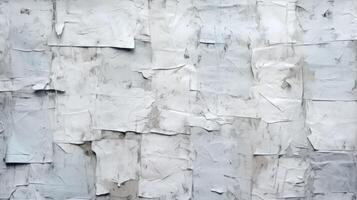 Torn paper poster on paint wall, many different sticker scraps. Neural network photo