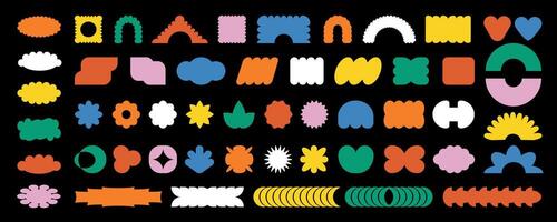 Trendy brutalism colorful Y2K shapes. Minimal abstract geometric elements, in the Bauhaus style. vector