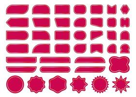 Set of VIP stickers in red and gold sale badge, price tag, trade labels. Special offer design elements. Includes blank retro color emblems with stars, callouts. vector