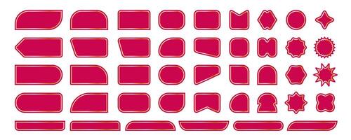 Set of VIP stickers in red and gold sale badge, price tag, trade labels. Special offer design elements. Includes blank retro color emblems with stars, callouts. Special offer labels, red label. vector