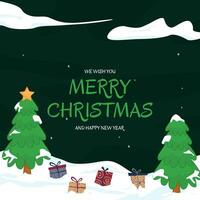 Christmas background with Christmas tree illustration in flat design vector